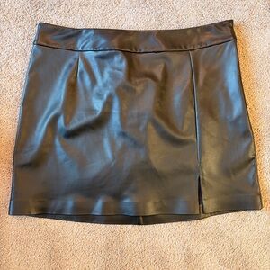 Elegant Black Vegan Leather Mini Skirt